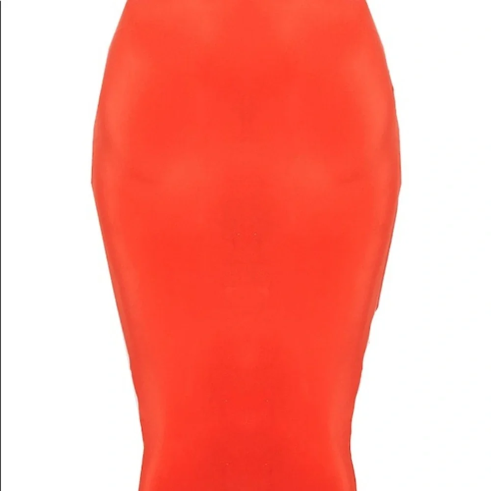 NWOT PRettylittlething midi‎ orange bodycon skirt